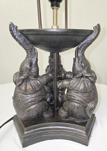 Regency Tyndale Column 3 Elephant Table Lamp Cast Metal 18" Bronze No Shade  - Picture 1 of 11