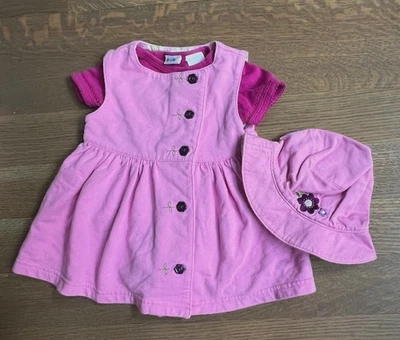 Gymboree 2001 GARDEN PARTY Vintage Usado en Excelente Condición 3-6 Meses Rosa Vestido/Una Pieza/Juego de Sombreros Foto 1 de 4