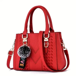 Red Shoulder Handbag Crossbody Purse with Pendant NEW - Picture 1 of 10