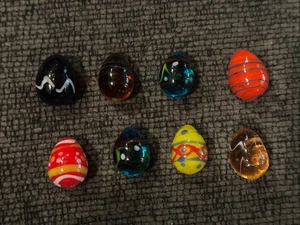 Lot Of 8 Vintage Handblown Mini Art Glass Eggs Multiple Colors Murano Style - Picture 1 of 3