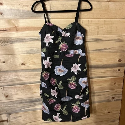 NWT Nicole Miller Women's Black Floral Sheath Dress Sz 6 Retail $465. - Image 1 of 4