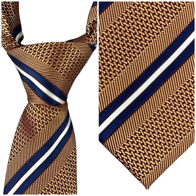 Corbata de seda Ermenegildo Zegna Couture para hombre ITALIA tejida de lujo a rayas marrón Foto 1 de 4