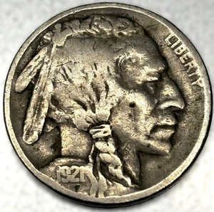 1921 P Buffalo Nickel (sehr guter Zustand 5c Five Cent US Münze - 1008 - Bild 1 von 2