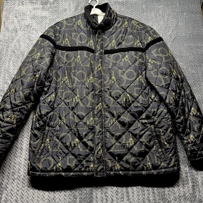 Disney World 50th Anniversary Quilted Jacket XXL Black Gold Castle Zip Up - Image 1 of 4