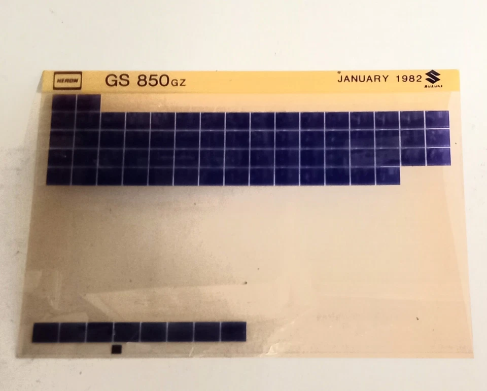 Suzuki GS 850 GZ Spare Parts List Microfiche (Jan 1982) - Image 1 of 1