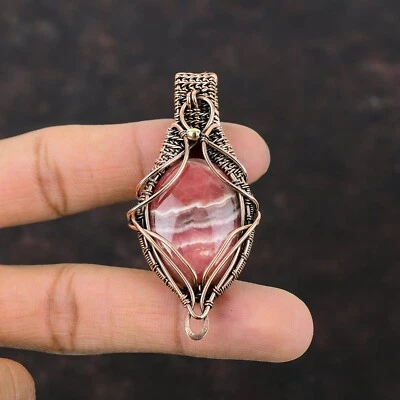 Colgante envuelto en alambre rodocrosita cobre regalo para amor venta día mujer 2,72" Foto 1 de 4