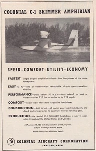 Pubblicità aereo Skimmer coloniale 1957 27/06/2021p - Foto 1 di 1