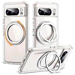 Rubber Case Mag Safe Ring Stand Cover For Google Pixel 9 Pro Screen Protector - Picture 1 of 19