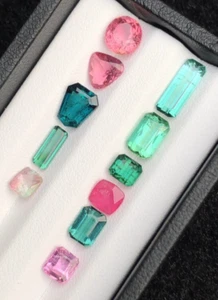 10.85 Carat Multi Color Faceted Tourmaline From Afghanistan - Picture 1 of 4