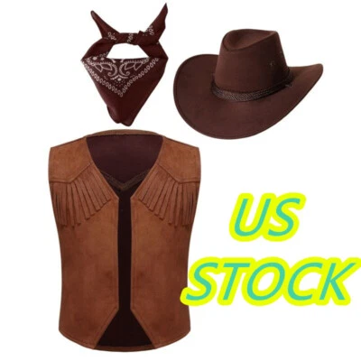 Детский ковбойский жилет для мальчика девочки ковбойский жилет с открытой передней лентой комплекты шляп - Изображение 1 из 4