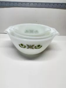 Vtg 3-Piece Set Anchor Hocking Fire King Nesting Mixing Bowls Meadow Green - Picture 1 of 15