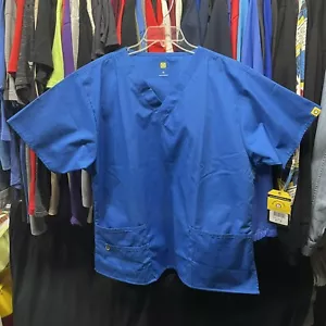 WonderWink Origins Scrubs Top Adult XL Blue V Neck NWT Medical Brand New - Picture 1 of 8
