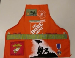 Hand Painted Home Depot Apron Honoring Major Bill White USMC Iwo Jima Vet OOAC - Picture 1 of 10