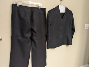 Eileen Fisher Black Linen Suit pants size 14 / Jacket Size L - Picture 1 of 9