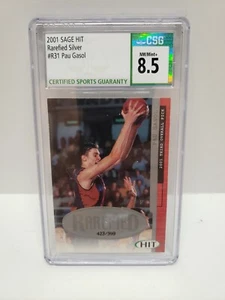 2001-02 SAGE Hit Rarefied Silver /999 Pau Gasol #R31 Rookie RC CSG 8.5+ - Picture 1 of 2