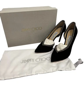Jimmy Choo Lilian 100 Black Suede Crystal Shoes UK 4.5 37.5 BNIB - RRP £1,150 - Imagen 1 de 17