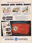 1951 General Electric Clock Radio Model 517 Red Print Ad