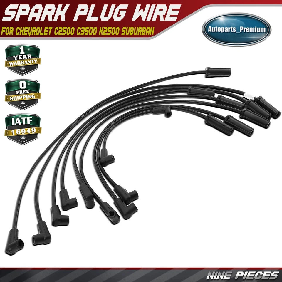Juego de 9 cables de bujía para Chevrolet C2500 C3500 K2500 Suburban GMC K2500 K3500 Foto 1 de 4