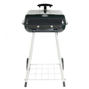OUTDOOR CHARCOAL GRILL 17.5" Square Steel with Wheels, Black - Picture 1 of 12