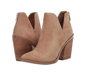 Womens Ankle Slip on Cutout Pointed Toe Chunky Stacked Mid Heel Booties- Size 10 - Picture 1 of 1