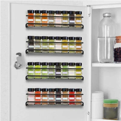 4er Gewürzregal Hängend lang Wand metall Gewürzhalter Küchenregal ohne Bohren - Bild 1 von 4