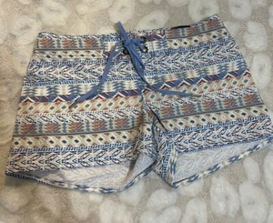Just Bones Board Shorts Girls Size 14 Aztec Blue Adjustable Waist Swim Trunks - Picture 1 of 5