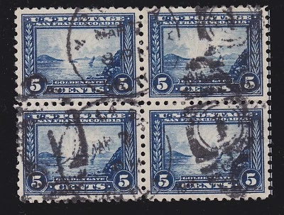US 403 5c Panama-Pacific Exposition Used Block of 4 VF-XF SCV $130 (001) - Image 1 of 2