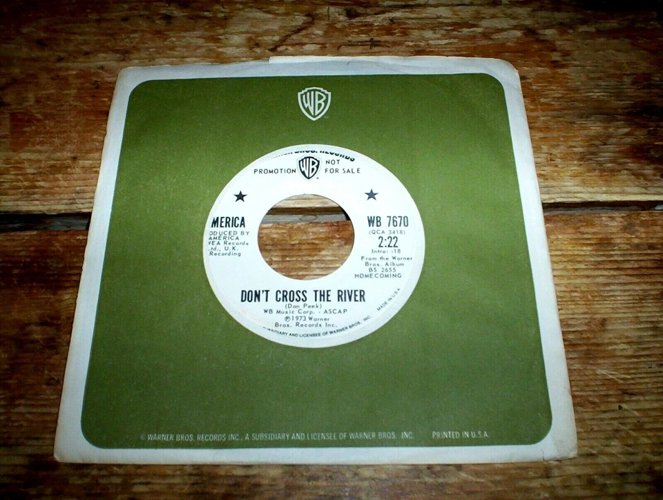 AMERICA ( Don't Cross The River / To Each His Own ) 1973 WARNER BROS Promo 45 NM - Image 1 of 1
