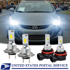 For Hyundai Elantra 2013-2018 4PC H7 H11 LED Headlight High Low Beam Combo Bulbs - Picture 1 of 12