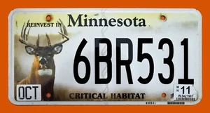 MINNESOTA GRAPHIC DEER CRITCAL HABITAT WILDLIFE AUTO LICENSE PLATE " 6 BR 531 " - Picture 1 of 1