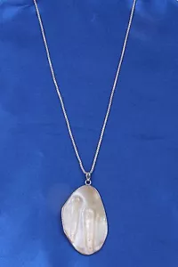 STERLING SILVER SEA SHELL PENDANT CHAIN NECKLACE 925 FINE 4539 - Photo 1/3
