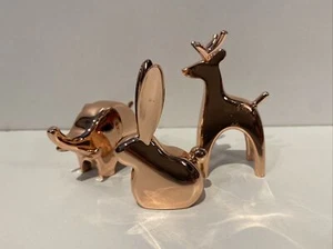 3 x Rose Gold Animal Figurines Rabbit Stag Elephant Sculpture Nice Weight 8cm J1 - Foto 1 di 8