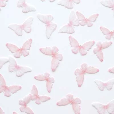 Съедобная предварительно нарезанная вафельная бабочка - пастельно-розовая (мини) - Изображение 1 из 3