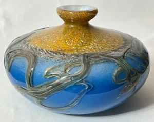 Vintage French Palace of Glass Studio Hand Blown Cased Squat Art Glass Vessel - Picture 1 of 6