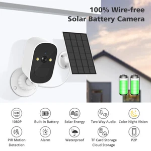 1080P Solar Battery Powered Wireless WiFi Outdoor Home Security Camera -TD3-GK2 - Picture 1 of 16