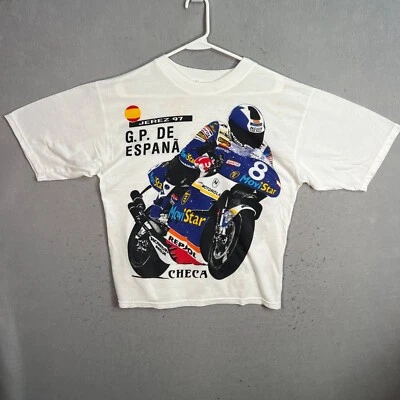 Camiseta Vintage 1997 MotoGP Jerez España Checa Criville Blanca Talla Mediana - Imagen 1 de 4