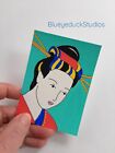 Original ATC ACEO artist trading card Art Painting Geisha Japanese Minimalist 