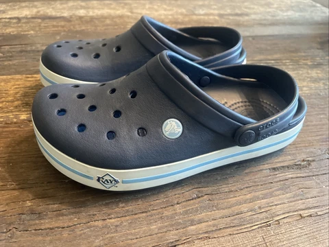 Tampa Bay Rays Official Blue Crocs Shoes  Size W 8 M 6 Baseball WORN 1x Cover