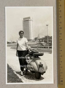 OPS original old photo lady with Vespa scooter Kuala Lumpur Malaysia - Picture 1 of 2