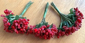 CRAFTS / BRIDAL / ARTIFICIAL FLOWERS / STAMENS / RED - Picture 1 of 1