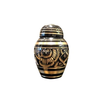 Small Black Polished Classic Brass Keepsake Urn  - Image 1 of 4