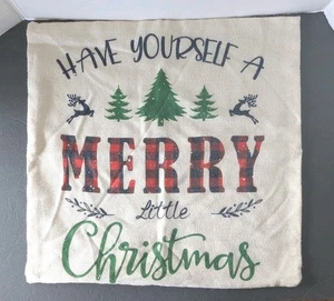 ""Have Yourself a Merry Little Christmas" 17.5" Pillow Cover, Zip Closure - Picture 1 of 6