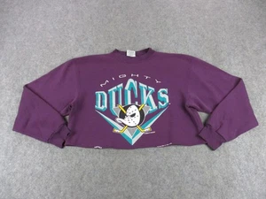 Vintage Mighty Ducks of Anaheim Sweatshirt Damen XL Lila NHL Hockey Cropped 90s - Bild 1 von 16