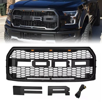 For 2015 2016 2017 Ford F150 F-150 Grill Raptor Style Front Grille Bumper Black - Image 1 of 4