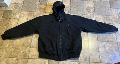 Chaqueta aislante forrada de lona de algodón negra con capucha Browning para hombre talla XL usada Foto 1 de 4