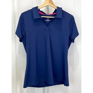 TOMMY BAHAMA Active Womens 1/4 Zip Polo Short Sleeve Top Stretch Blue Size L - Picture 1 of 11
