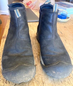 KEEN DAMEN KURZSTIEFEL-GEBRAUCHT-GRÖSSE 10,5-SCHWARZES LEDER-OHNE EINLEGESOHLEN-ARBEIT,SPIEL - Bild 1 von 4