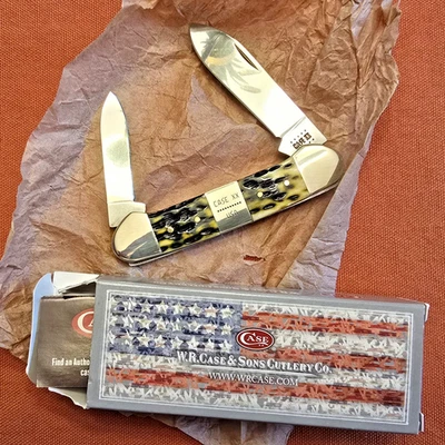 CASE XX USA 62131 SS Olive Green Bone Peach Seed Jig Canoe 2000 pocket knife - Image 1 of 4