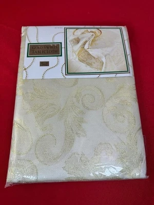 Dayton Hudson co Gold Swirls Holiday Oblong Tablecloth 60x120 - Image 1 of 4