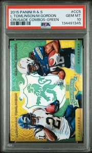 LaDainian Tomlinson Melvin Gordon 2015 Panini Crusade Combos Verde/5 PSA 10 - Imagen 1 de 3